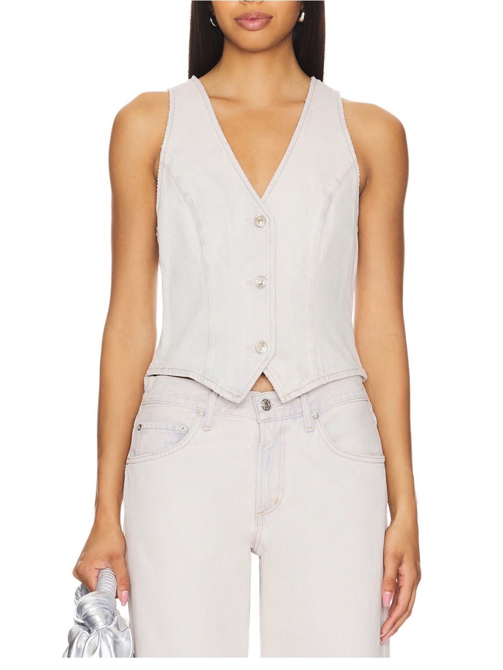 AGOLDE Pale Blush Denim Vest, XS
